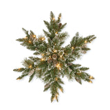 Pre-Lit Glittery Bristle Pine Snowflake Wall Decor with Warm White LED Lights, 32 Inch