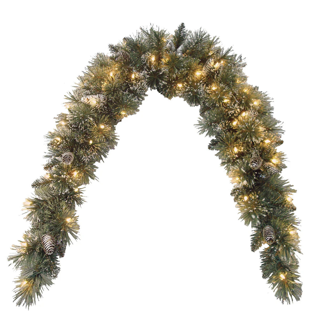 Pre-Lit Glittery Bristle Pine Mantel Swag with Clear Lights, 6 Foot