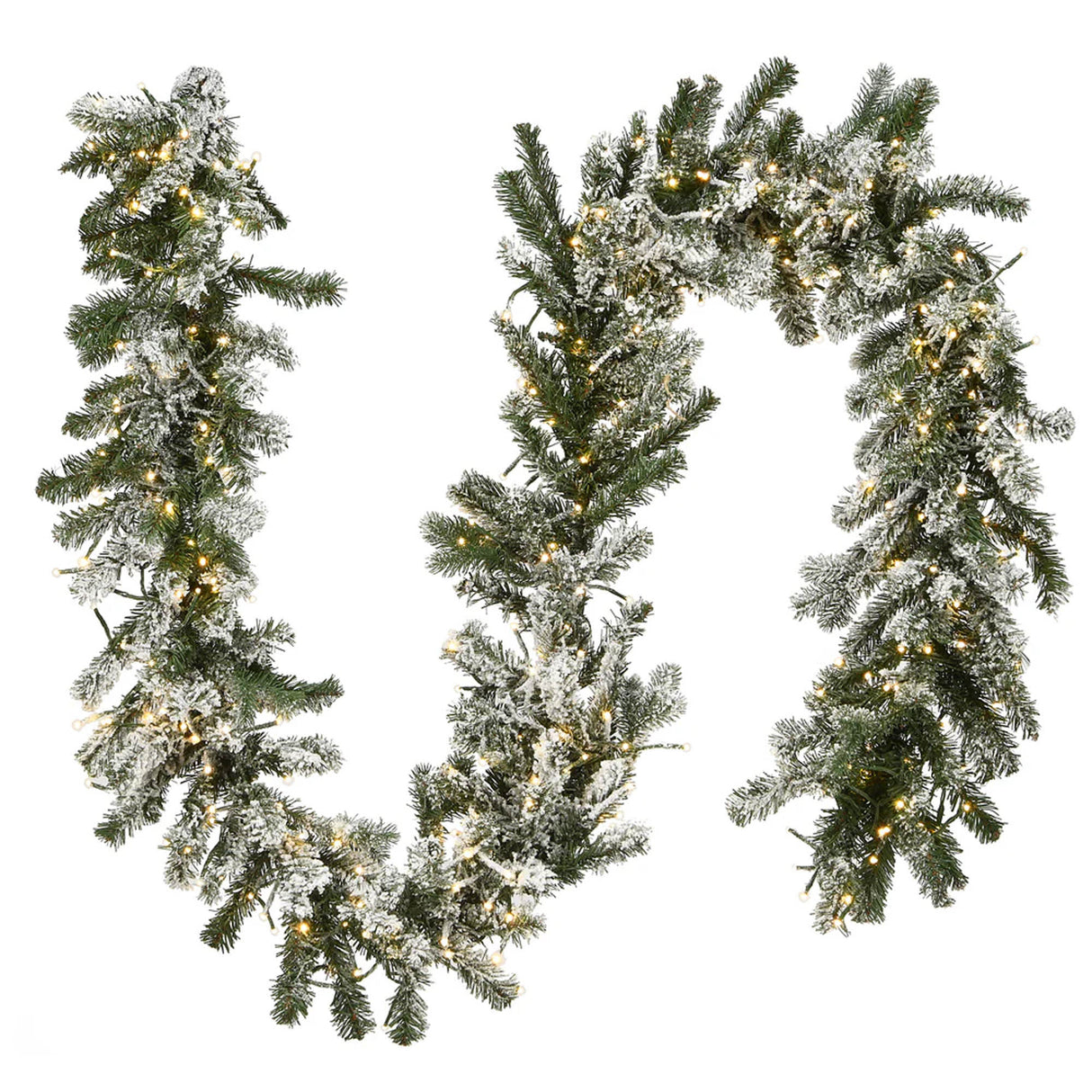 Pre-Lit Snowy Sheffield Spruce Garland with Dual Color LED Lights, 9 Foot