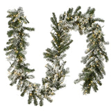 Pre-Lit Snowy Sheffield Spruce Garland with Dual Color LED Lights, 9 Foot