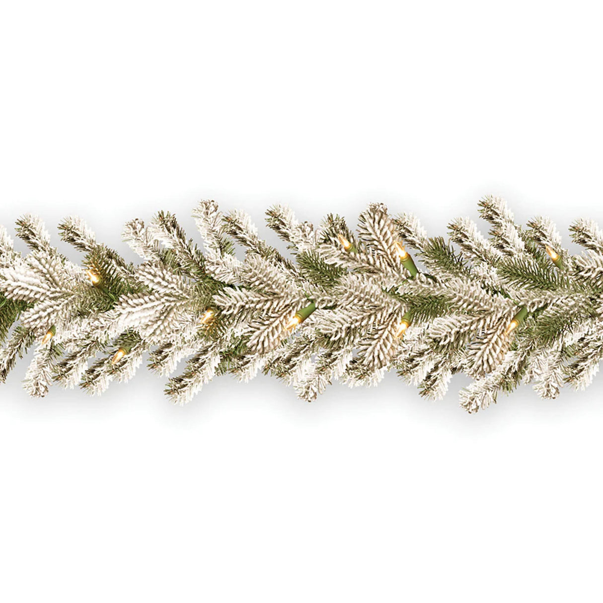 Pre-Lit Snowy Sheffield Spruce Garland with Dual Color LED Lights, 9 Foot