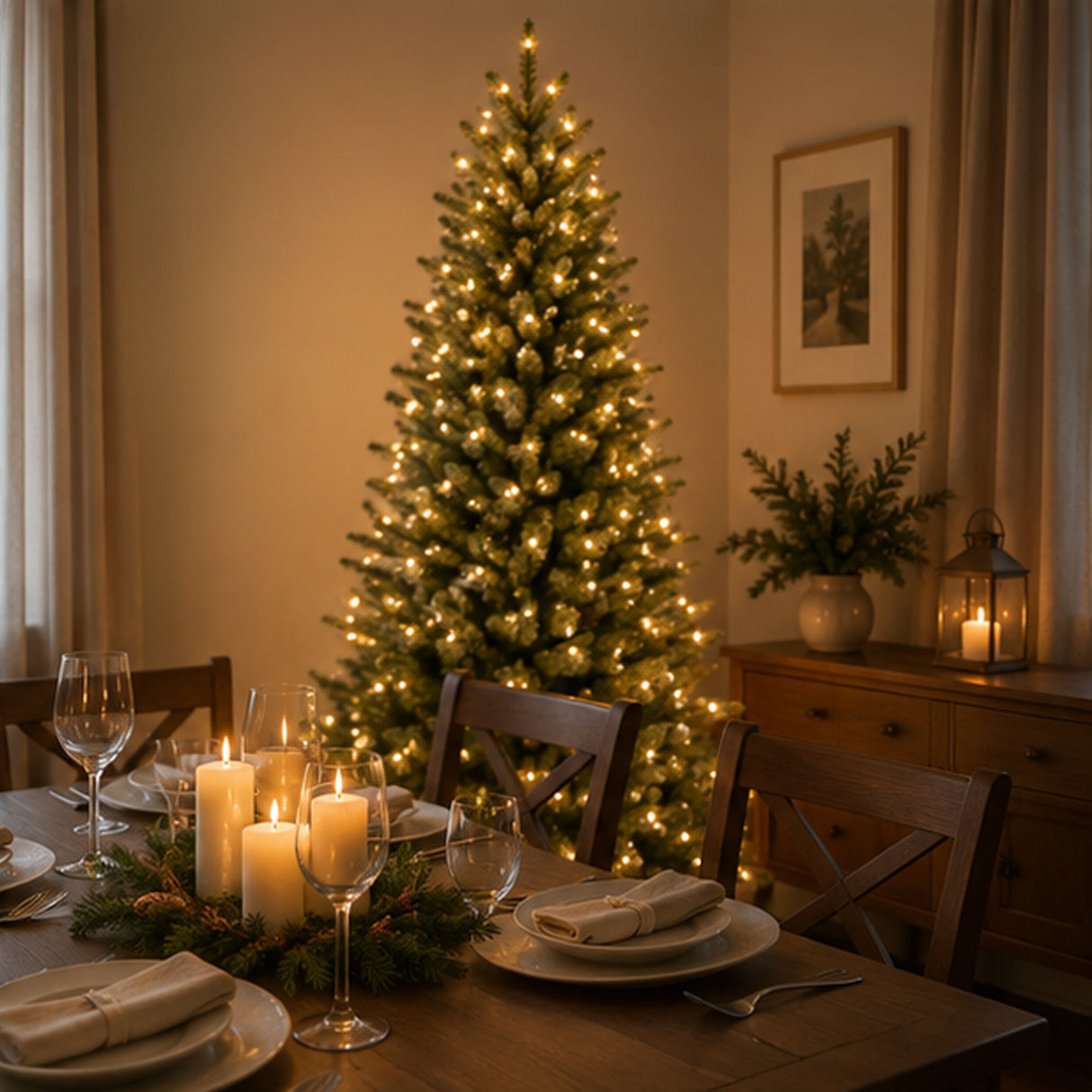 9ft Pre-Lit Natural Fraser Fir Slim Christmas Tree with Clear Lights