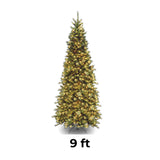 9ft Pre-Lit Tiffany Fir Slim Christmas Tree with Clear Lights