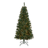 9ft Pre-Lit Acacia Flocked Slim Christmas Tree with Clear Lights