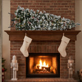 9ft Pre-Lit Snowy Bedford Pine Christmas Tree with Clear Lights & PowerConnect