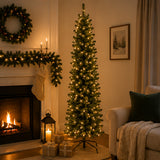 10ft Pre-Lit North Valley Spruce Pencil Slim Christmas Tree with Clear Lights