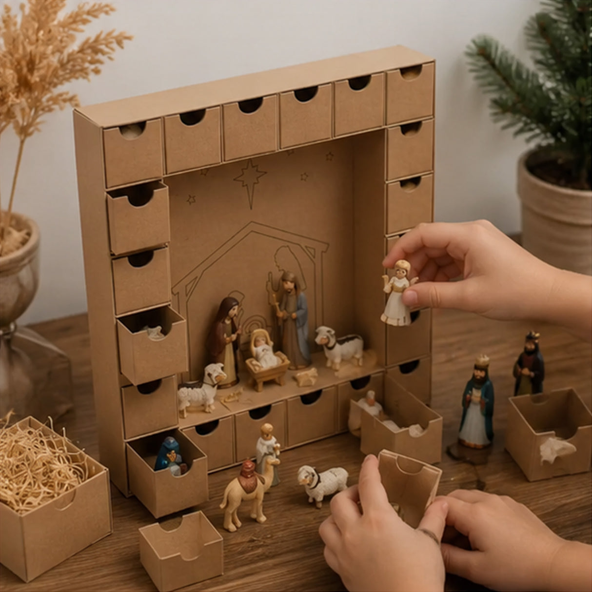 DIY Nativity Advent Countdown Calendar 24 Boxes Christmas Craft