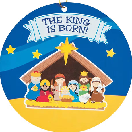 Nativity Paper Sticker Scene Christmas Ornaments 5 Inch 24 Pc