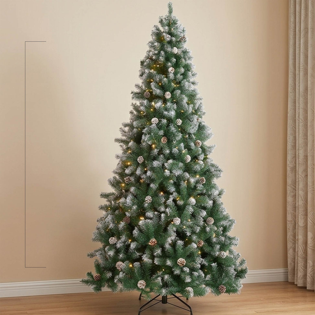 Pre Decorated Christmas Tree with Pinecones Flocked Branch Design