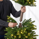 Pre Lit Artificial Alpine Slim Pencil Christmas Tree with LED Lights Stand