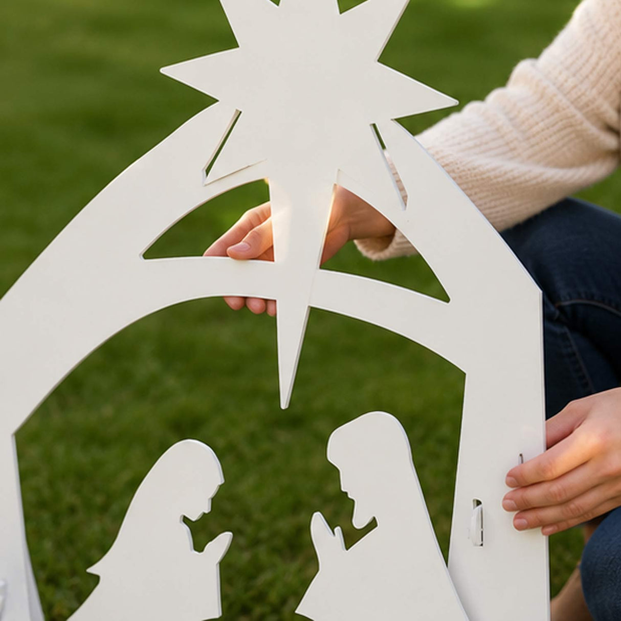 Christmas Nativity Scene Yard Decoration with Water Resistant PVC Outdoor Display