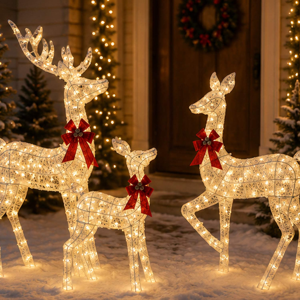Lighted Christmas Deer Family Outdoor Decor Set with LED Lights