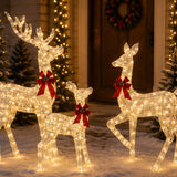 Lighted Christmas Deer Family Outdoor Decor Set with LED Lights