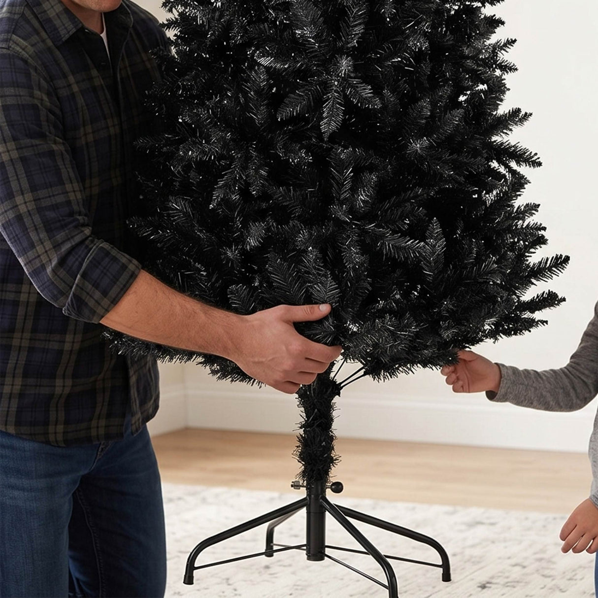 Black Artificial Pencil Christmas Tree Slim Space Saving Design