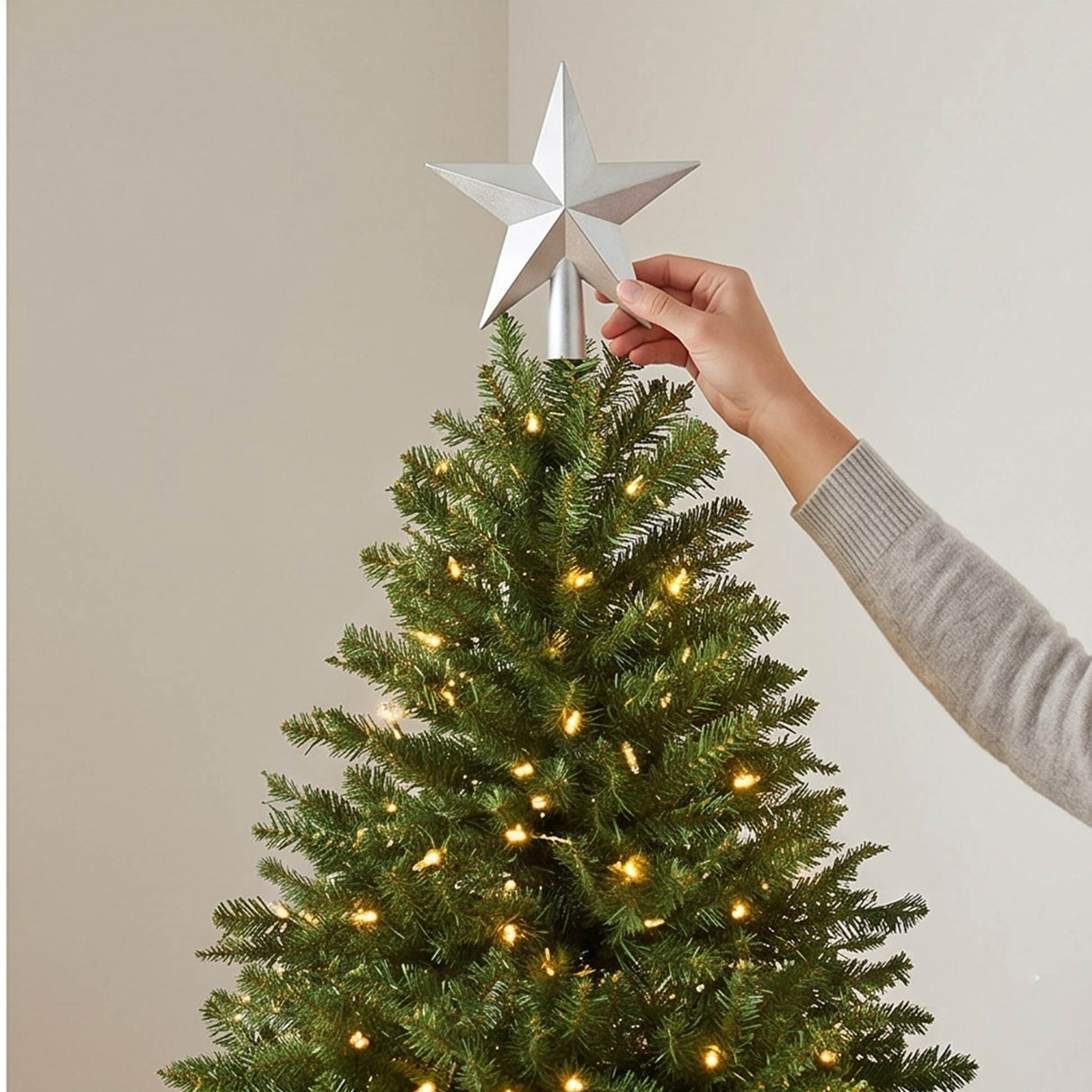 Pre Lit Hinged Douglas Fir Artificial Christmas Tree with Stand