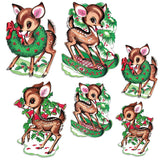 Vintage Christmas Reindeer Cutouts Party Wall Decorations 6 Pc