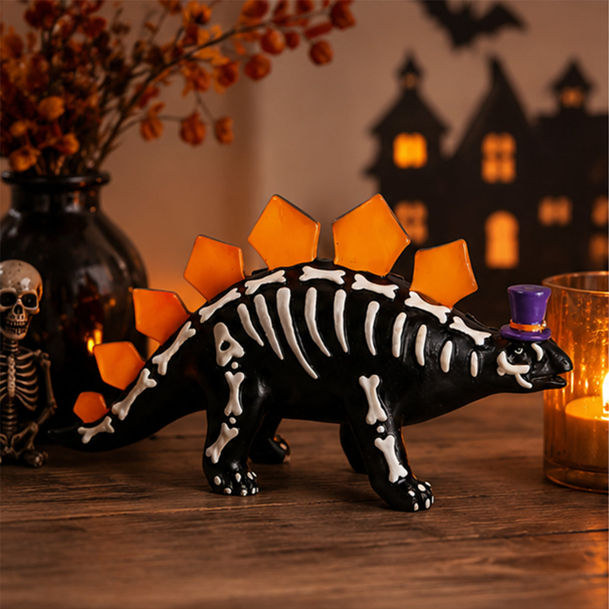 12 in. Halloween Stegosaurus Dinosaur Skeleton Tabletop Decoration