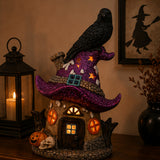10IN Pre-Lit Haunted Mushroom House Halloween LED Tabletop Decor