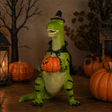 10 in. Halloween Dinosaur with Jack-O-Lantern Tabletop Decoration