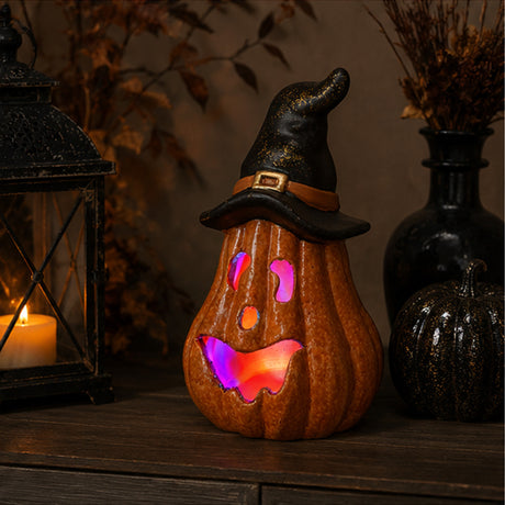 8IN Halloween Jack O’ Lantern LED Lighted Pumpkin Decor