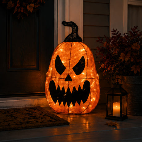 16IN Pre-Lit Scary Jack-O-Lantern Outdoor Halloween LED Decoration