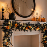 6FT Pre-Lit Pumpkin Halloween Garland with LED Lights