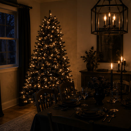 6.5 ft Pre Lit Black Spruce Christmas Tree with White Lights
