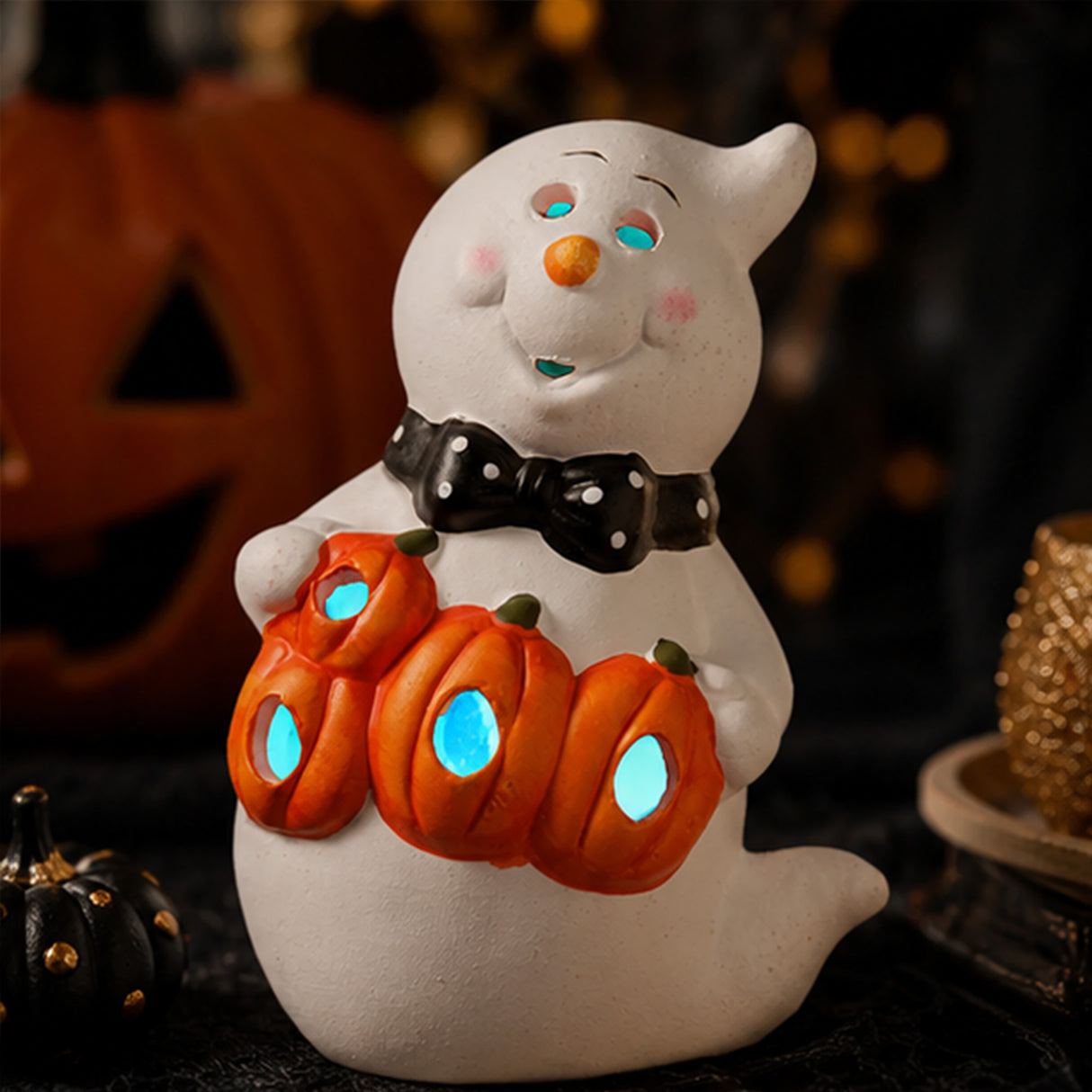 6IN BOO Smiling Ghost Halloween LED Tabletop Decor