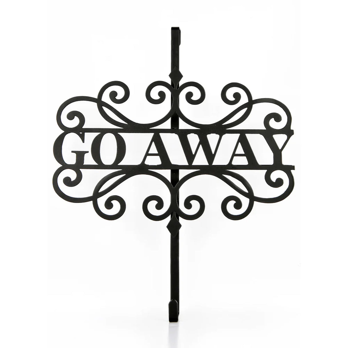 17 in Halloween Go Away Metal Wreath Hanger Black Door Decor