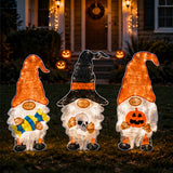 30IN Pre-Lit Halloween Gnome Trio Outdoor LED Lawn Decoration
