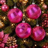 4-Piece Shatterproof Swirling Pink Ornaments