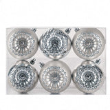 6PC Shatterproof Silver Glitter Christmas Ball Ornaments