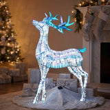 48IN Pre-Lit Iridescent Reindeer with Cool White LED Lights Plug-In