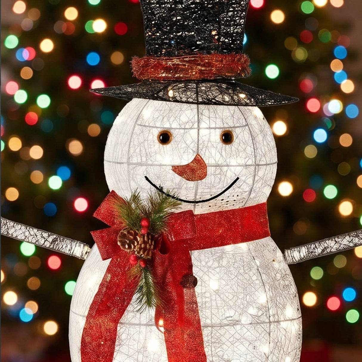60IN Pre Lit Snowman Decoration with Warm White LED Lights