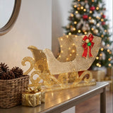 38IN Pre Lit Santa Sleigh with Warm White LED Lights