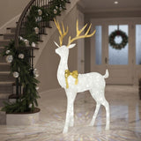 86IN Pre Lit Crystal White Standing Buck with Cool White LED Lights