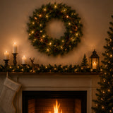 Pre-Lit 24 in. Glistening Pine Christmas Wreath with Warm White LED Lights