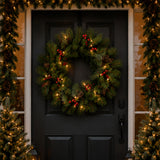 Pre-Lit 24 in. Crestwood Spruce Christmas Wreath with Twinkly Smart LED Lights
