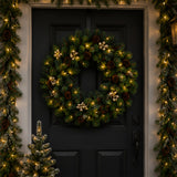 Pre-Lit 24 in. Crestwood Gold Spruce Christmas Wreath with Warm White LED Lights