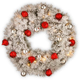 Pre-Lit 30 in. Snowy Bristle Pine Christmas Wreath with Warm White LED Lights