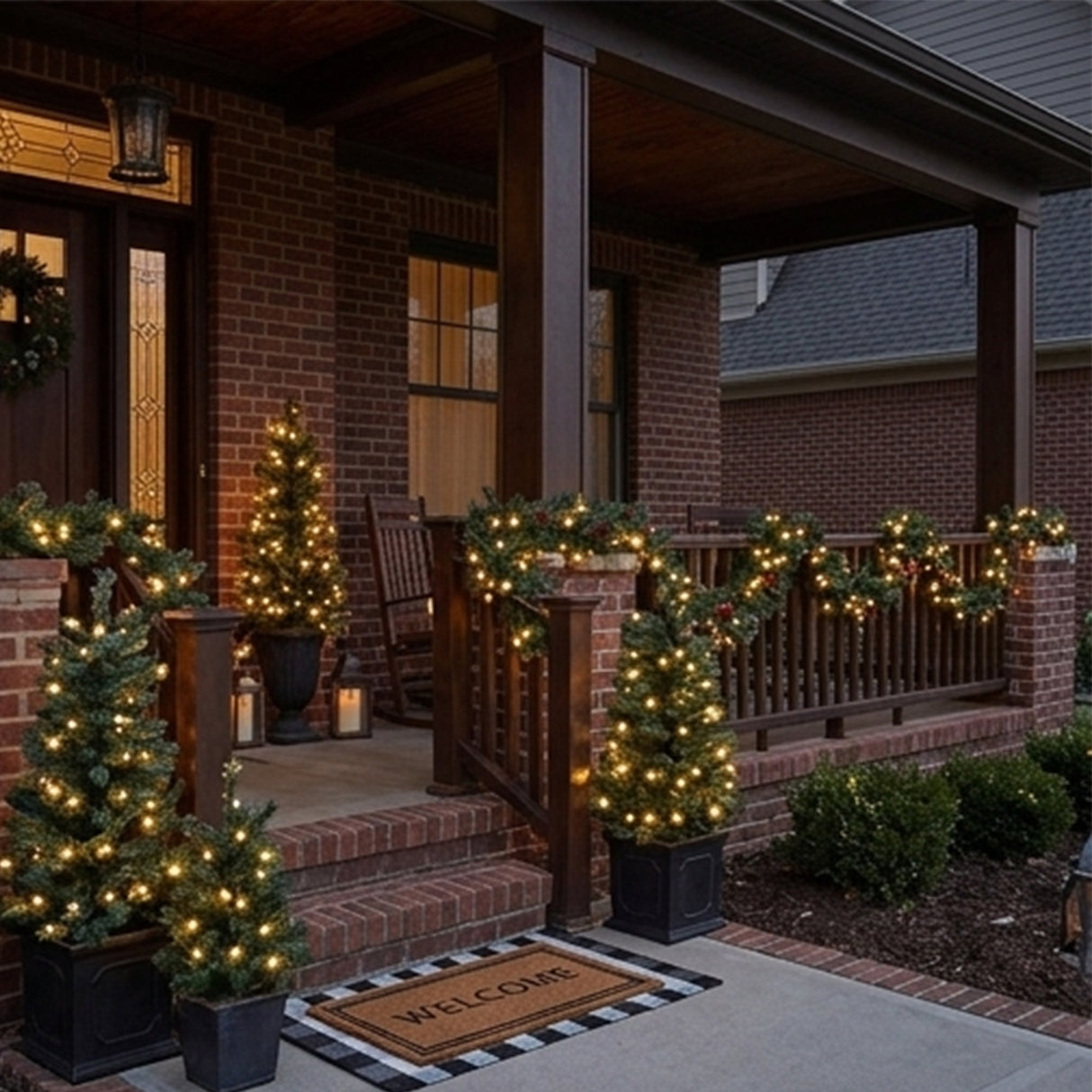 9FT Pre-Lit Crestwood Spruce Garland with Warm White LED Lights