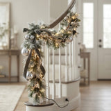 9FT Pre-Lit Classical Collection Garland with Clear Lights & Holly Leaves