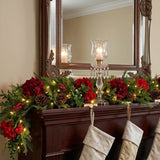 Pre-Lit Vienna Waltz Decorated Garland with Warm White LED Lights, 9 Foot