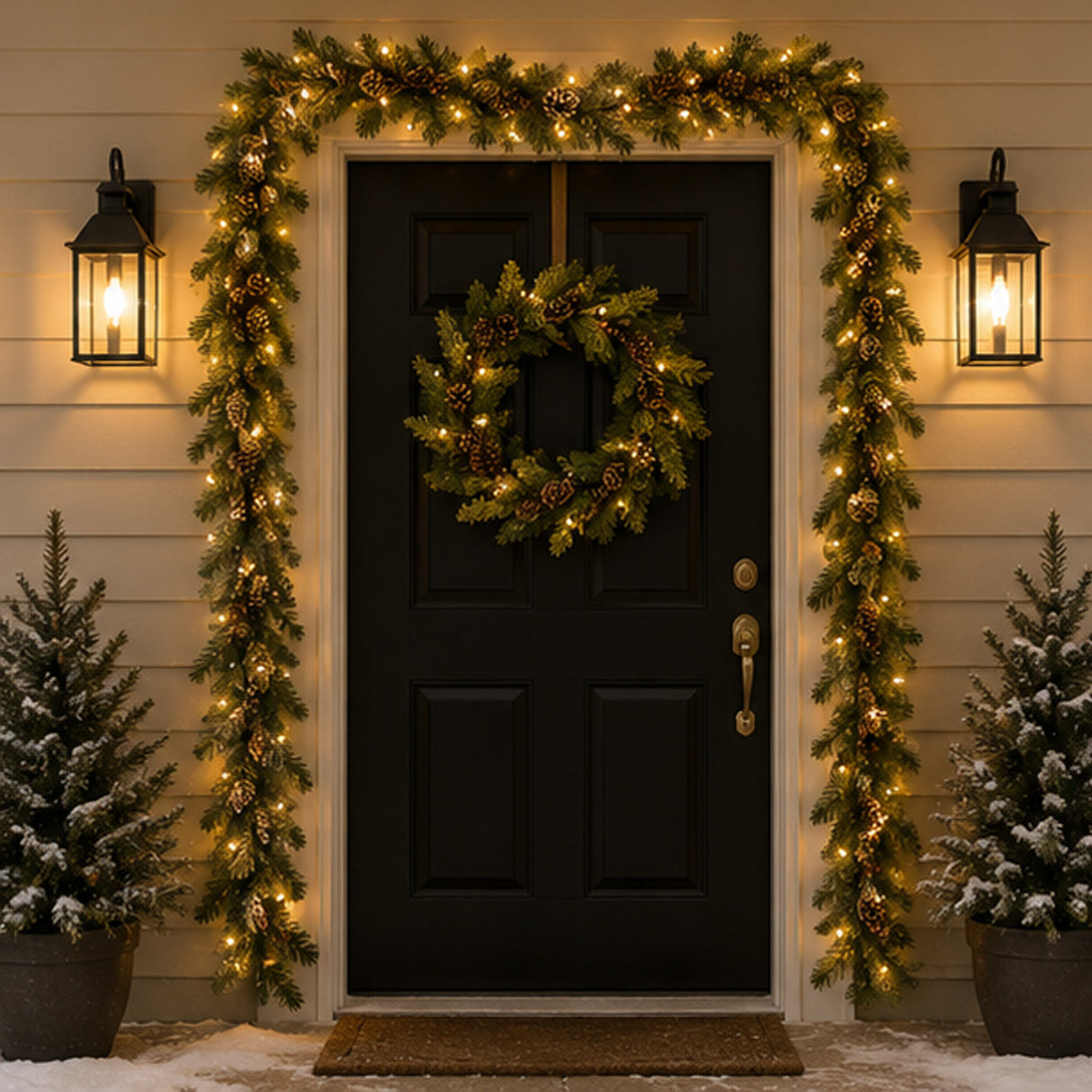 Pre-Lit Carolina Pine Garland with Clear Lights, 9 Foot (Plug-In)