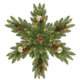 Pre-Lit Glittery Gold Dunhill Fir Snowflake with Warm White LED Lights, 32 Inch