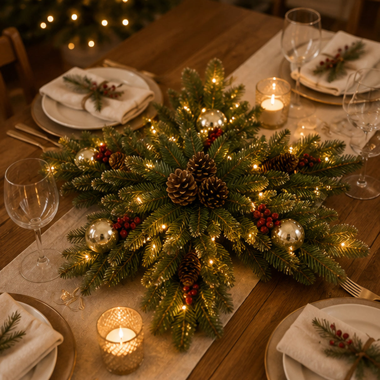 Pre-Lit Glittery Gold Dunhill Fir Snowflake with Warm White LED Lights, 32 Inch
