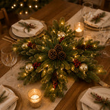 Pre-Lit Glittery Gold Dunhill Fir Snowflake with Warm White LED Lights, 32 Inch
