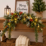 Pre-Lit Wintry Pine Mailbox Swag with Warm White LED Lights, 36 Inch