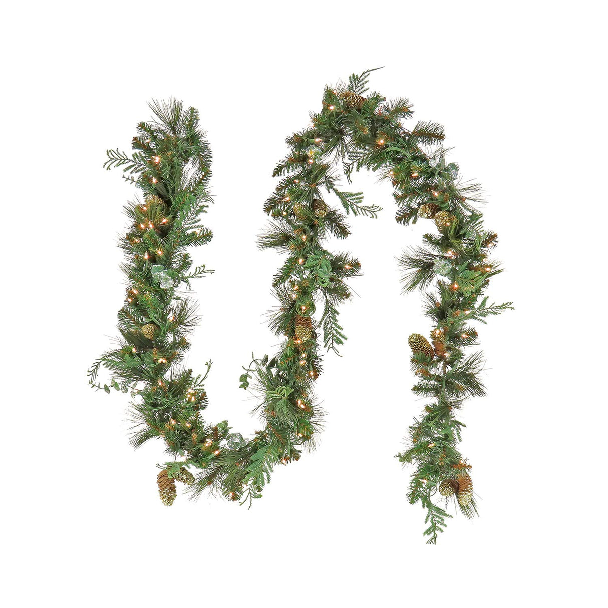 Pre-Lit North Conway Garland with Warm White LED Lights, 9 Foot