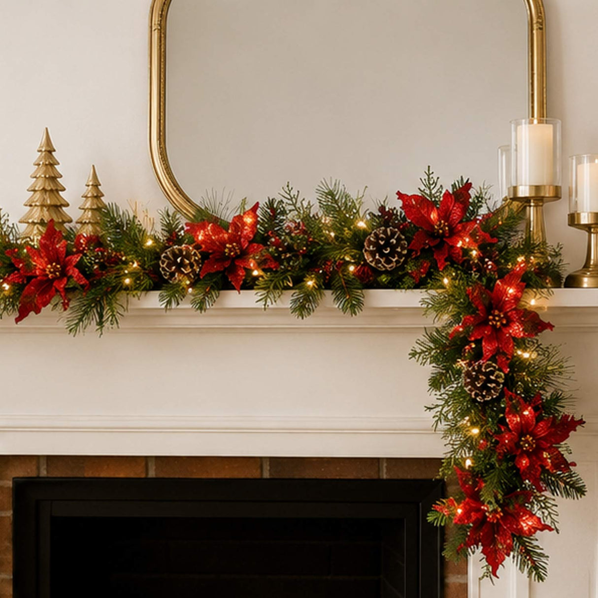 Pre-Lit Decorative Collection Garland with Clear Lights, 9 Foot